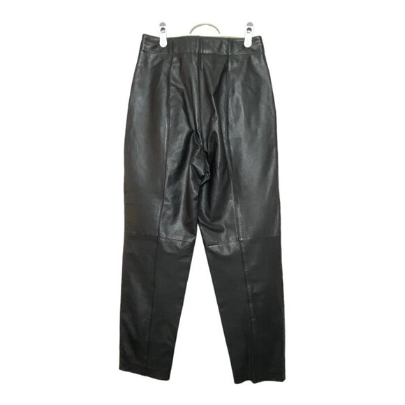 Vintage High Waisted Barrel Leg Black Leather Pants - Picture 2 of 10
